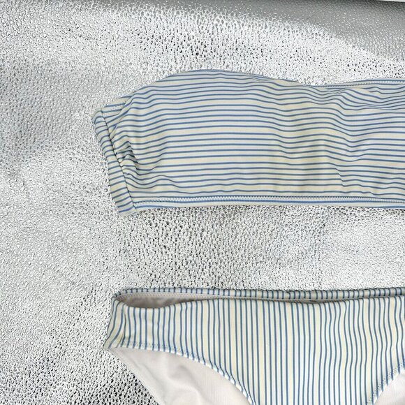 VINEYARD VINES 2 piece bikini swimsuit strapless bandeau padded cups blue XS M - Picture 2 of 10
